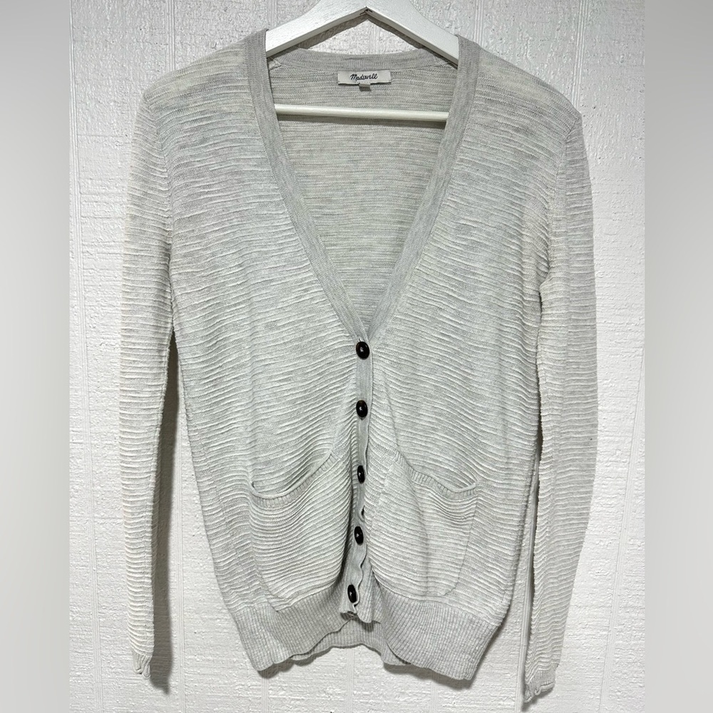 Madewell button down knit sweater cardigan light gray size XS